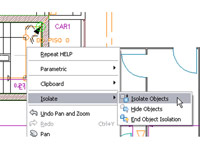 Изолирование объектов чертежа через контекстное меню AutoCAD LT 2011