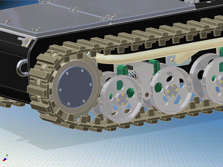 Транспортное средство мобильного робота ВАРАН (слайды получены из Autodesk Inventor 10) Транспортное средство мобильного робота ВАРАН (слайды получены из Autodesk Inventor 10)
