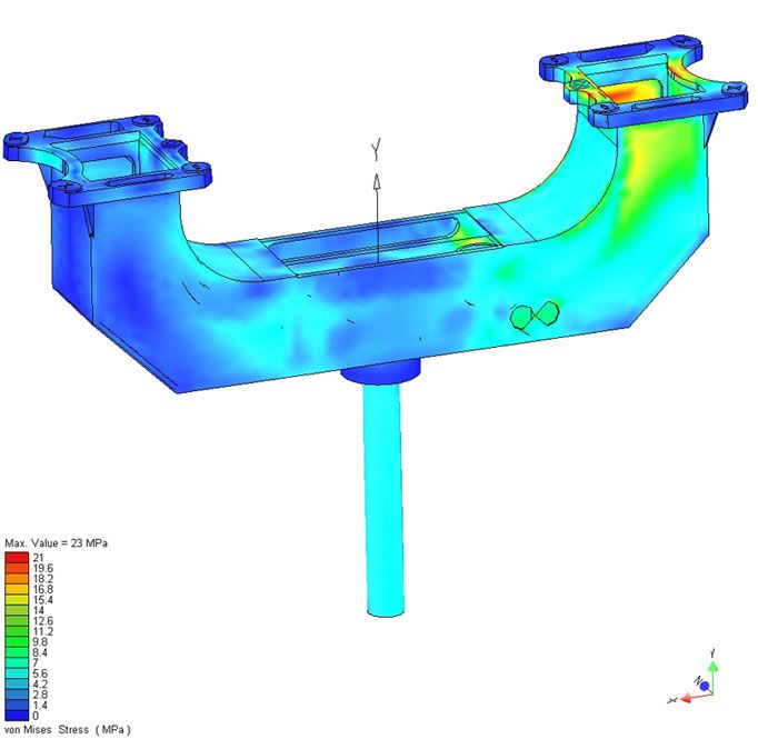 рис. 12 Напряжения в конструкции вилки рис. 12 Напряжения в конструкции вилки