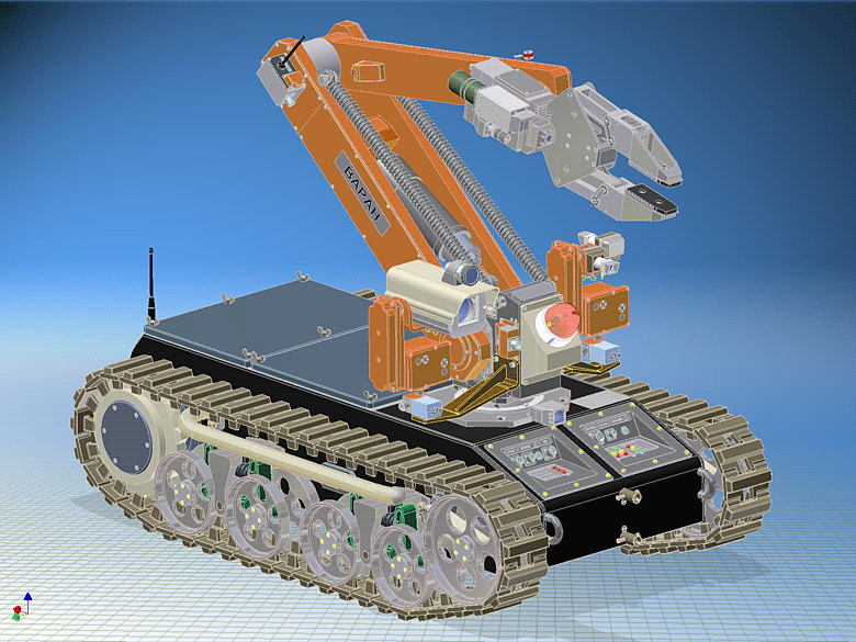 Общий вид мобильного робота ВАРАН (слайды получены из Autodesk Inventor 10) Общий вид мобильного робота ВАРАН (слайды получены из Autodesk Inventor 10)