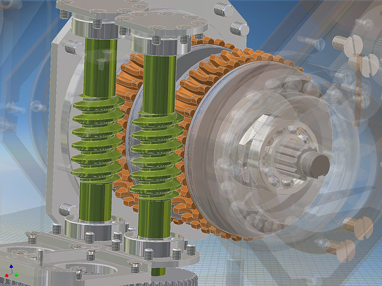 Червячный редуктор привода плеча мобильного робота ВАРАН (слайды получены из Autodesk Inventor 10) Червячный редуктор привода плеча мобильного робота ВАРАН (слайды получены из Autodesk Inventor 10)
